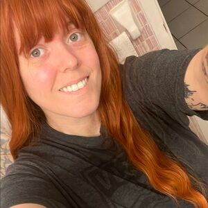 Orange/Auburn long wig with bangs